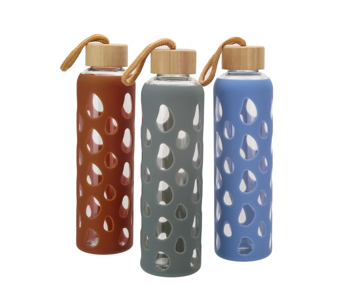 Bewinner Botella Agua Vidrio/Silicona 600ml 7x7x25cm (24 Unidades)