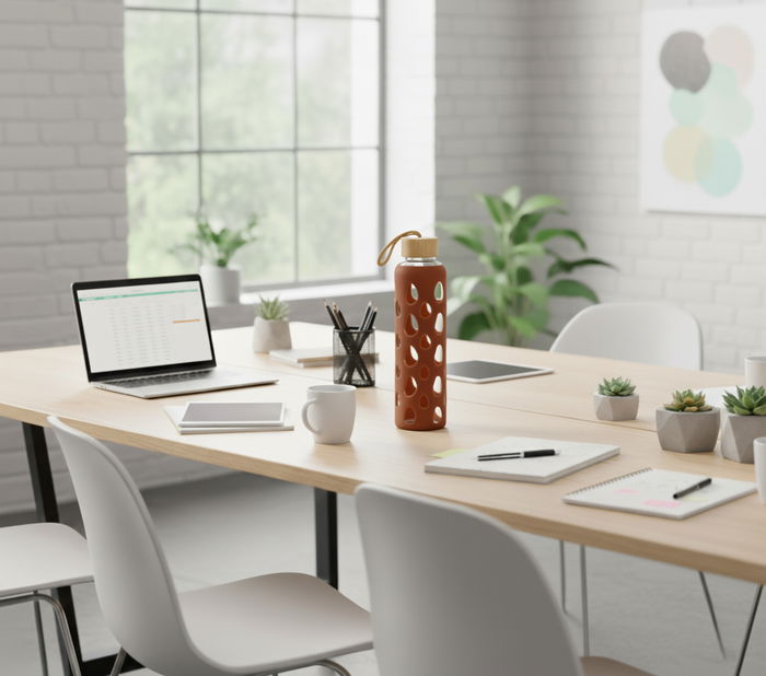 Bewinner Botella Agua Vidrio/Silicona 600ml 7x7x25cm (24 Unidades)