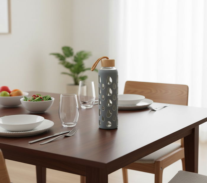 Bewinner Botella Agua Vidrio/Silicona 600ml 7x7x25cm (24 Unidades)