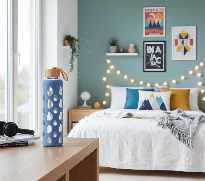 Bewinner Botella Agua Vidrio/Silicona 600ml 7x7x25cm (24 Unidades)