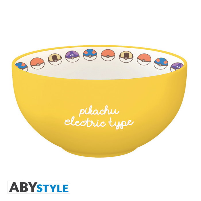 ABYstyle Bowl Pokémon Pikachu Electric Type - Tazón de cerámica stoneware 600 ml, apto para microondas y lavavajillas, diseño oficial