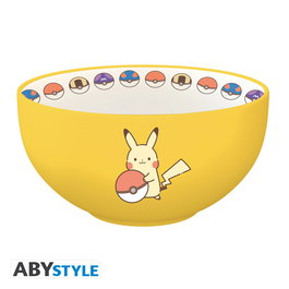 ABYstyle Bowl Pokémon Pikachu Electric Type - Tazón de cerámica stoneware 600 ml, apto para microondas y lavavajillas, diseño oficial