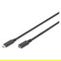 Digitus Cable Extensor/Alargador USB 2.0 Tipo C Macho a Tipo C Hembra 1.5 Metros, Velocidad 480 Mbps, Negro
