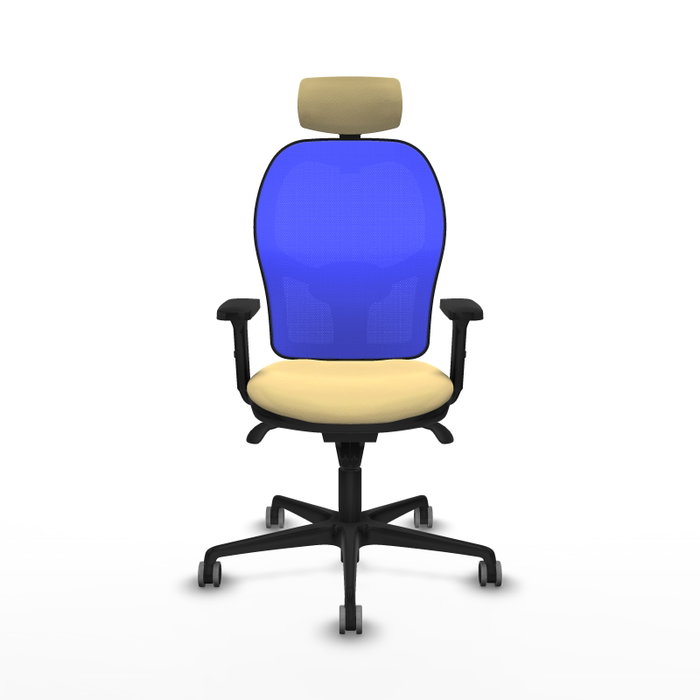 PIQUERAS Y CRESPO Silla de oficina Jorquera con mecanismo Sincro, Similpiel Crema y Malla Azul