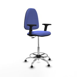 PIQUERAS Y CRESPO Taburete Aýna Azul Claro con Brazos 2D y Base Cromada