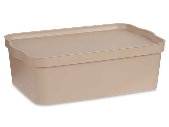 Kipit Caja Plástico con Tapa 14L Beige 29.5x14.5x45 cm (Set de 12)