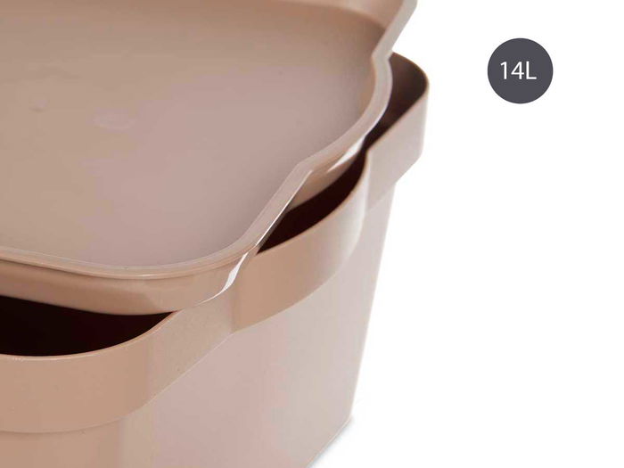 Kipit Caja Plástico con Tapa 14L Beige 29.5x14.5x45 cm (Set de 12)