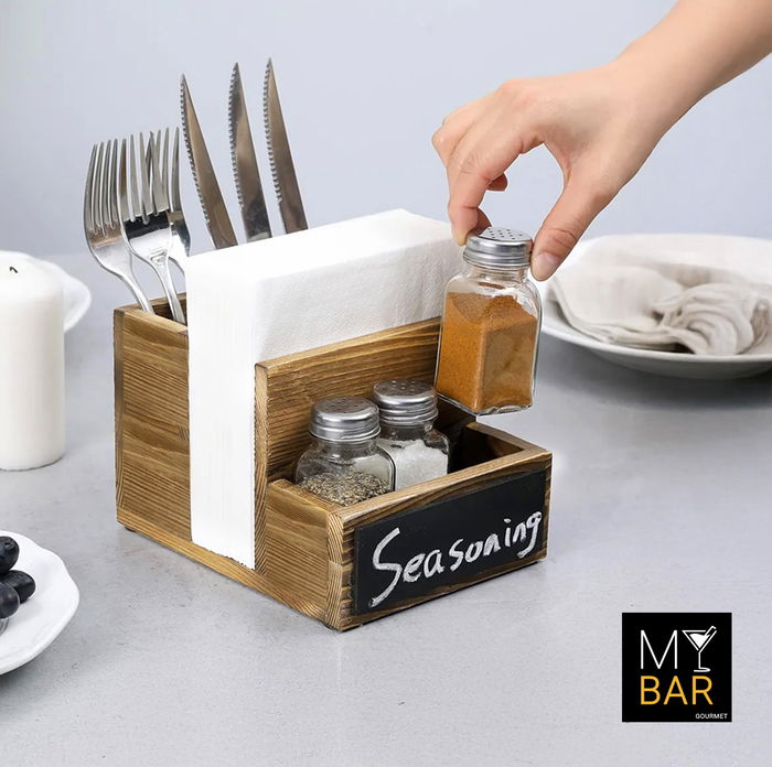 Inde Organizador de Mesa de Madera para Bar - 14.4 cm (Ancho) x 11.8 cm (Alto) x 18.4 cm (Largo) (6 Unidades)