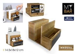 Inde Organizador de Mesa de Madera para Bar - 14.4 cm (Ancho) x 11.8 cm (Alto) x 18.4 cm (Largo) (6 Unidades)