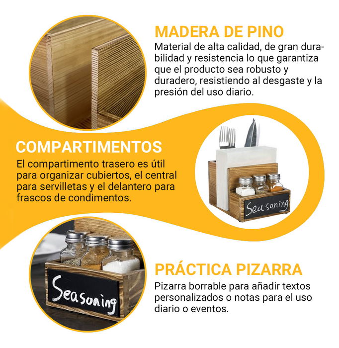 Inde Organizador de Mesa de Madera para Bar - 14.4 cm (Ancho) x 11.8 cm (Alto) x 18.4 cm (Largo) (6 Unidades)