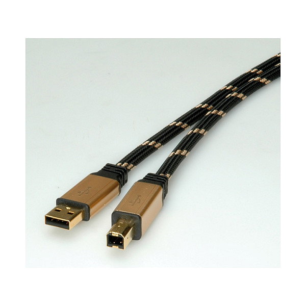 ROLINE Gold USB 2.0 Cable Tipo A-B 4,5m Negro, Oro