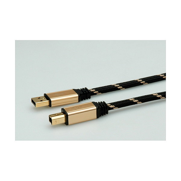 ROLINE Gold USB 2.0 Cable Tipo A-B 4,5m Negro, Oro