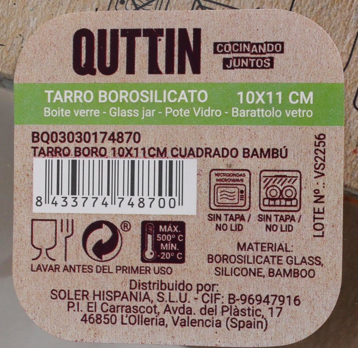Quttin Tarro Boro Cuadrado Bambú 10 x 11 cm (12 Unidades)