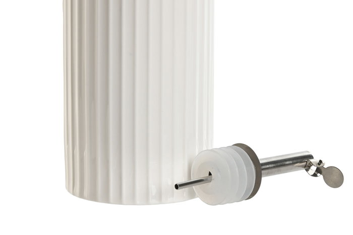 DKD Home Decor Aceitera de Porcelana y Acero Inoxidable 350ml Blanco