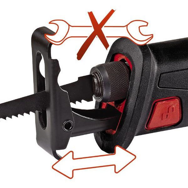 Einhell TE-AP 18 Li PXC Solo Sierra de sable a batería, Negro, Rojo, 2,2 cm altura de golpe, 10 cm profundidad corte madera