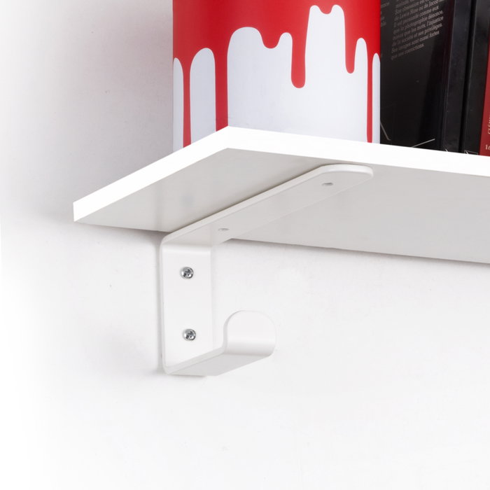Emuca Juego de soportes para estante de madera Shelf con colgador integrado, Acero, Pintado blanco Emuca Juego de soportes para estante de madera Shelf con colgador integrado, Acero, Pintado blanco