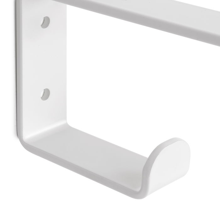 Emuca Juego de soportes para estante de madera Shelf con colgador integrado, Acero, Pintado blanco