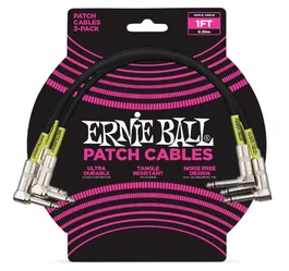 Ernieball Cable Interlink Pvc Jack-Jack Aa Negro - 0,30M (Pack De 3)