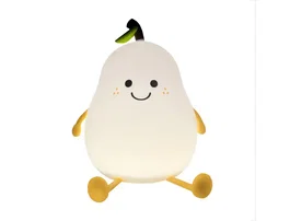 Wondee Lámpara de Noche Infantil de Silicona con Forma de Pera, Luz Suave y Sensor Táctil