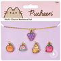 The Carat Shop Colgante + charms Frutas Pusheen, Collar 40cm con Plátano, Sandía, Uva, Fresa y Naranja, Aleación de Zinc