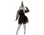 Disfraz Bruja Negra Mujer Adulta XXL, Vestido Corto con Sombrero para Halloween y Fiestas Temáticas