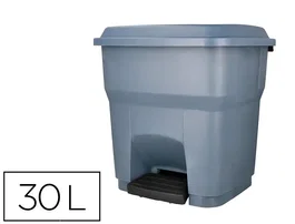 Q-connect Papelera Contenedor con Tapa y Pedal, 30 Litros, Gris, 395x395x420 mm