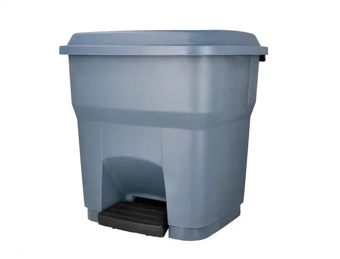 Q-connect Papelera Contenedor con Tapa y Pedal, 30 Litros, Gris, 395x395x420 mm