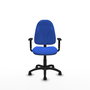 Silla de oficina Algarra con mecanismo Contacto permanente básico tapizada con Tela color Azul. Equipada con Base poliamida negra, Brazos 1D y Ruedas de nailon 50 mm