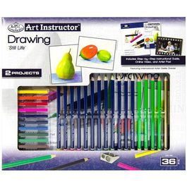 Royal Langnickel Juego De Dibujo Art Instructor con Lápices de Colores, Pasteles, Lápices Metálicos y Bloc de Dibujo