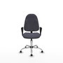 Silla de oficina Algarra con mecanismo Contacto permanente básico tapizada con Tela color Gris oscuro. Equipada con Base cromada, Brazos fijosy Topes