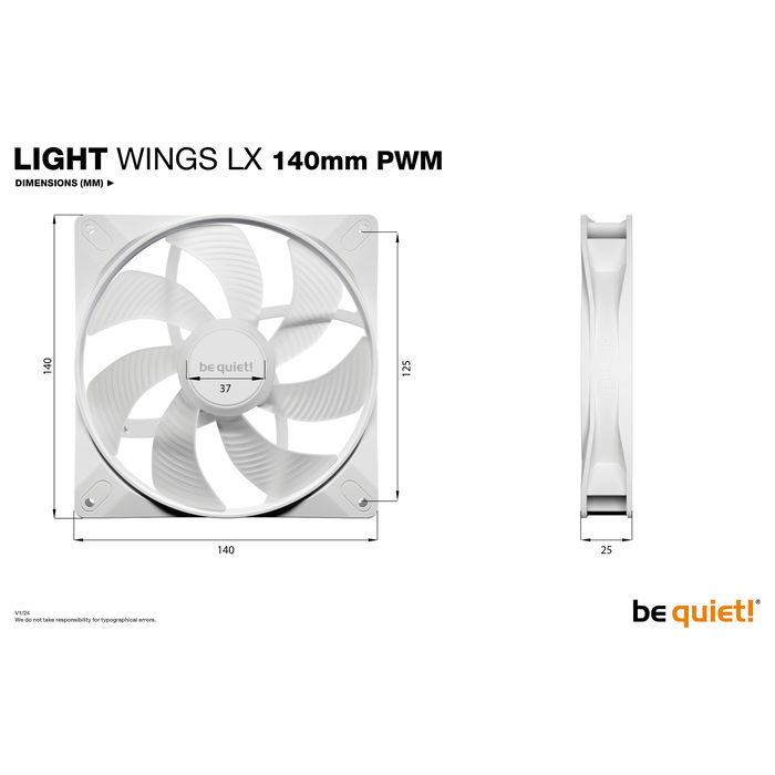 be quiet! LIGHT WINGS LX PWM White Triple-Pack Ventilador 140mm 1200 RPM con Iluminación LED para PC