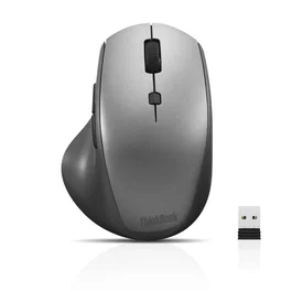 Lenovo 4Y50V81591 - Ratón Óptico Inalámbrico RF para Oficina, 7 Botones, 2400 DPI, para Mano Derecha, Diseño Ergonómico, Negro/Gris