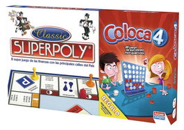 Falomir Superpoly + Coloca 4 - Juego de Mesa de Viaje en Español para Niños +3 Años (2 Jugadores)