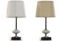 DKD Home Decor Lámpara Sobremesa Tradicional Blanco Beige Metal Porcelana E14 20W 220V 2 Unidades 17.5 x 35 x 17.5 cm