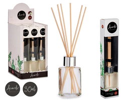 Acorde Mikado Coco 30 ml con Varillas 17 cm - Difusor de Fragancia para el Hogar con Sistema de Evaporación Natural - Dimensiones 4.4x7.5x2.9 cm (Set de 24)