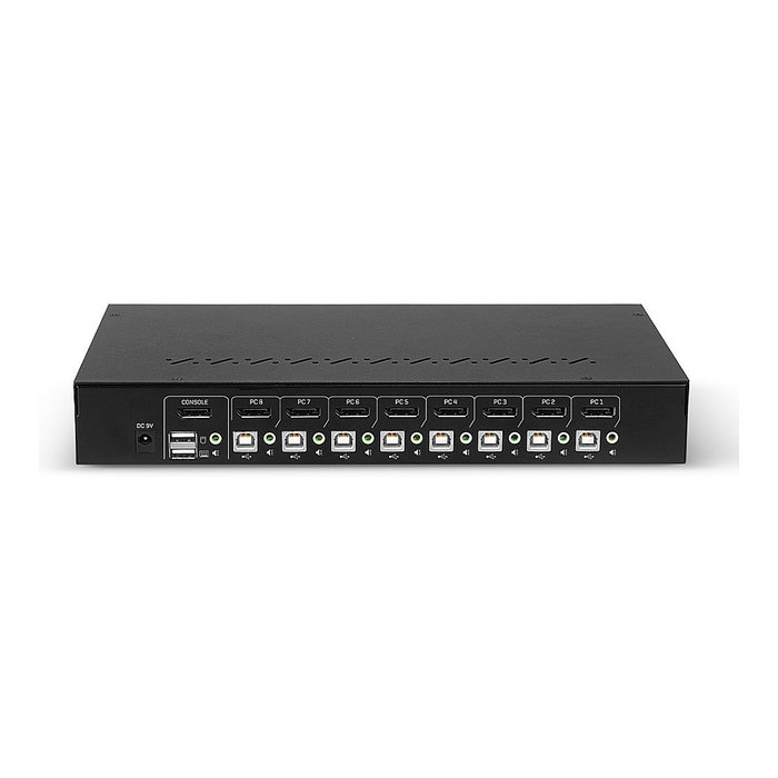 Lindy 39540 KVM Switch para 8 ordenadores con DisplayPort, USB 2.0 y Audio, 4K Ultra HD, Negro