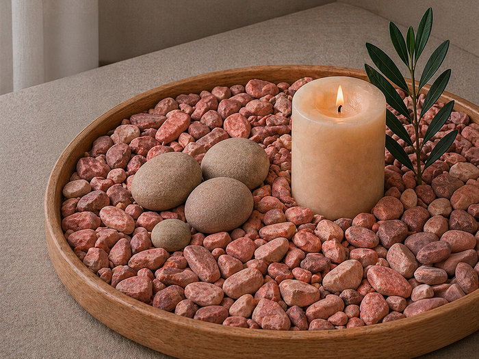 Giftdecor Bote de Piedra Decorativa 700g con Piedras de 10-20 mm, Color Rojo (Set de 12)