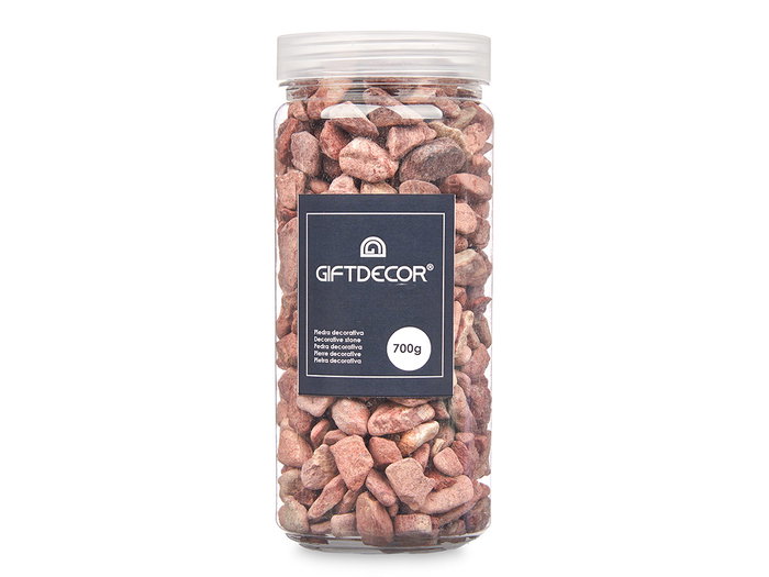Giftdecor Bote de Piedra Decorativa 700g con Piedras de 10-20 mm, Color Rojo (Set de 12)
