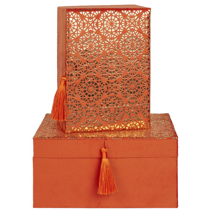 Home Deco Factory Juego 2 Cajas Decoradas Colección Mirage - 26x20 cm y 23x17 cm - Colores Surtidos