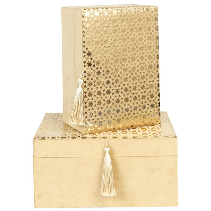 Home Deco Factory Juego 2 Cajas Decoradas Colección Mirage - 26x20 cm y 23x17 cm - Colores Surtidos
