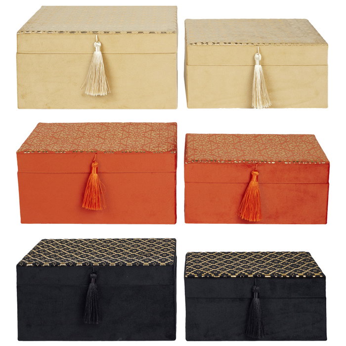 Home Deco Factory Juego 2 Cajas Decoradas Colección Mirage - 26x20 cm y 23x17 cm - Colores Surtidos