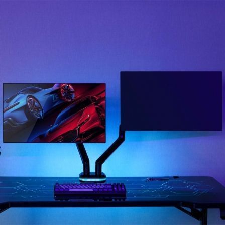 Aisens Soporte Gaming DT32TSR-297 para 2 Monitores hasta 9kg con Iluminación RGB y Brazo Giratorio Inclinable