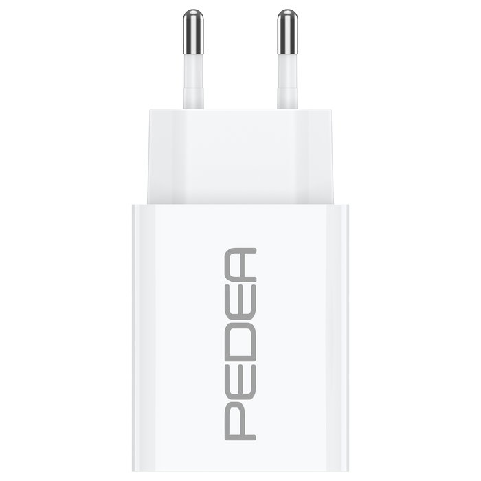 PEDEA Cargador USB-C 20W PD Rápido, 2 Puertos USB-C y USB-A, Color Blanco - Adaptador para Móvil