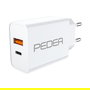 PEDEA Cargador USB-C 20W PD Rápido, 2 Puertos USB-C y USB-A, Color Blanco - Adaptador para Móvil