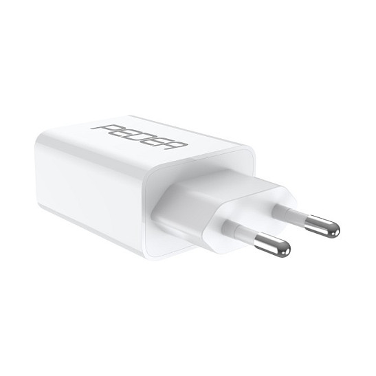 PEDEA Cargador USB-C 20W PD Rápido, 2 Puertos USB-C y USB-A, Color Blanco - Adaptador para Móvil