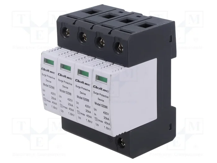 Qoltec Limitador de sobretensiones AC 4P 420V T2 C