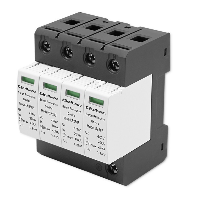 Qoltec Limitador de sobretensiones AC 4P 420V T2 C