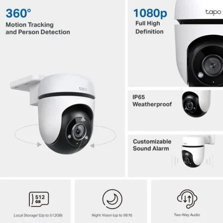 TP-Link Tapo TC40 Cámara de Videovigilancia 1080p Visión Nocturna 360° WiFi IP65
