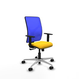 PIQUERAS Y CRESPO Silla de oficina Motilla con mecanismo Sincro, Amarillo y Azul