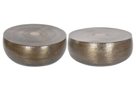 DKD Home Decor Set de 2 Mesas de Centro de Aluminio Dorado 120x120x45